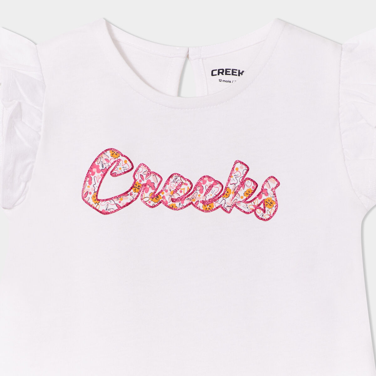 T-shirt manches volants coton Creeks blanc bébé fille