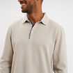Polo piqu&eacute; droit manches longues coton gris clair homme