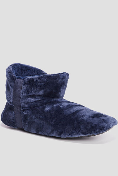 Chaussons bottines aspect velours gris homme