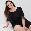 Blouse fluide manches 3/4 en dentelle noir femme grande taille