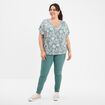 T-shirt col en V manches courtes bleu gris femme grande taille