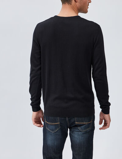 Pull jersey avec col en V noir homme