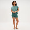 Short en jean slim coton stretch vert fonc&eacute; femme