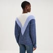 Pull manches longues col rond bleu femme