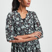 Robe droite fluide manches 3/4 noir femme
