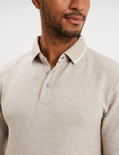 Polo manches longues gris clair homme