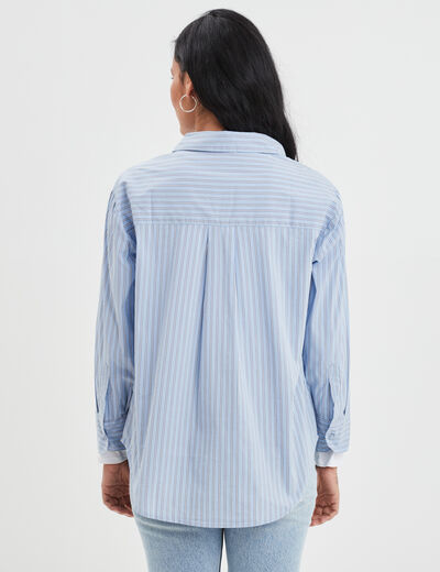 Chemise oversize manches longues bleu ciel femme