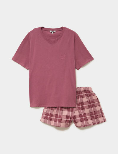 Ensemble pyjama short et t-shirt coton rose femme