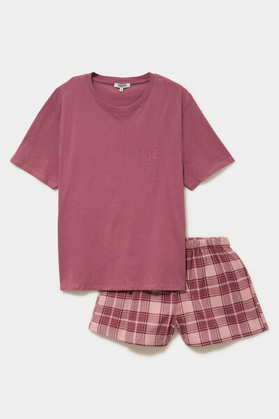 Ensemble pyjama short et t-shirt coton rose femme
