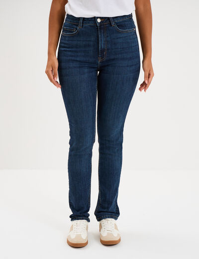 Jeans slim taille haute denim brut femme