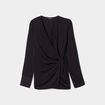 Blouse satin col V cache-coeur Mosquitos noir femme