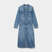 Robe longue en jean manches longues denim double stone femme