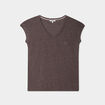 T-shirt col v poche poitrine Creeks marron foncé femme
