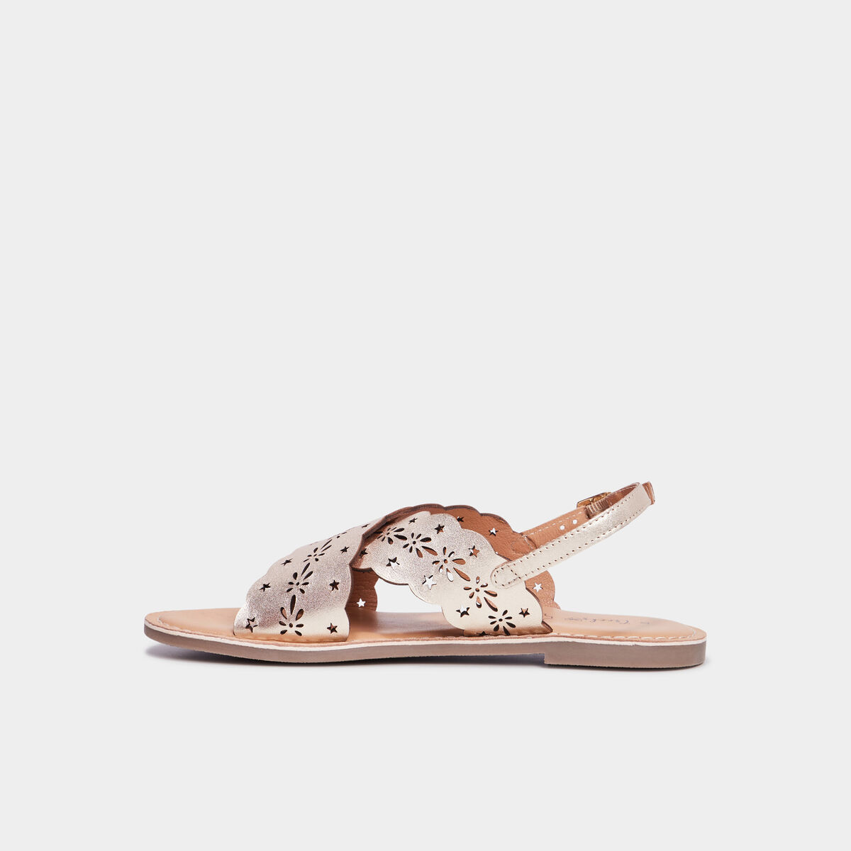 Sandales perforations en cuir Creeks jaune or fille