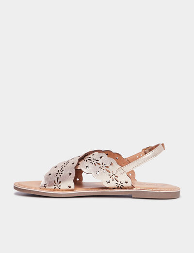 Sandales perforations en cuir Creeks jaune or fille