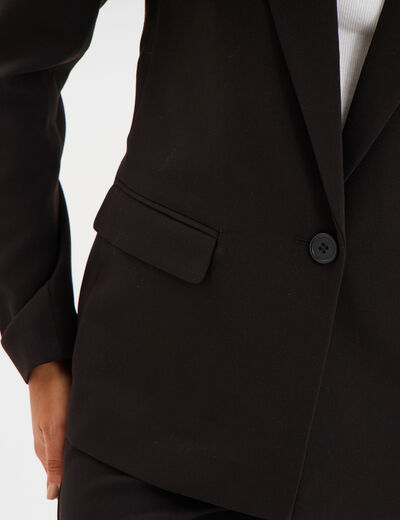 Veste blazer droite manches longues noir femme