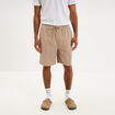 Short chino droit gaze de coton taupe homme