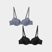 Lot 2 soutiens-gorge corbeille paddé bleu gris femme