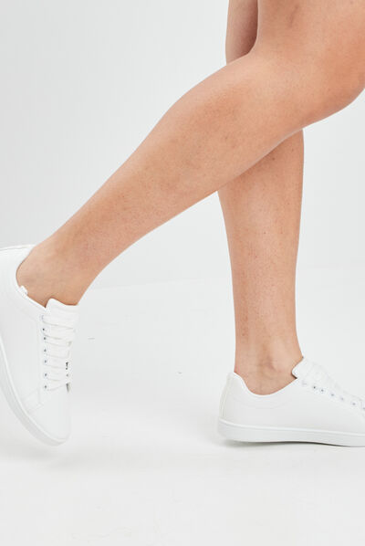 Tennis à lacets blanc femme