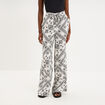 Pantalon large taille &eacute;lastiqu&eacute;e blanc femme