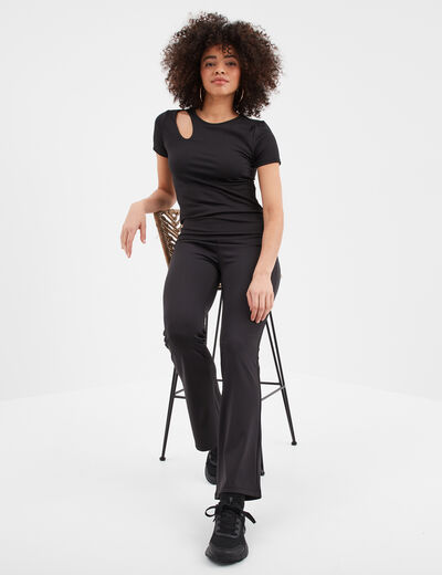 T-shirt cintré avec ouverture noir femme