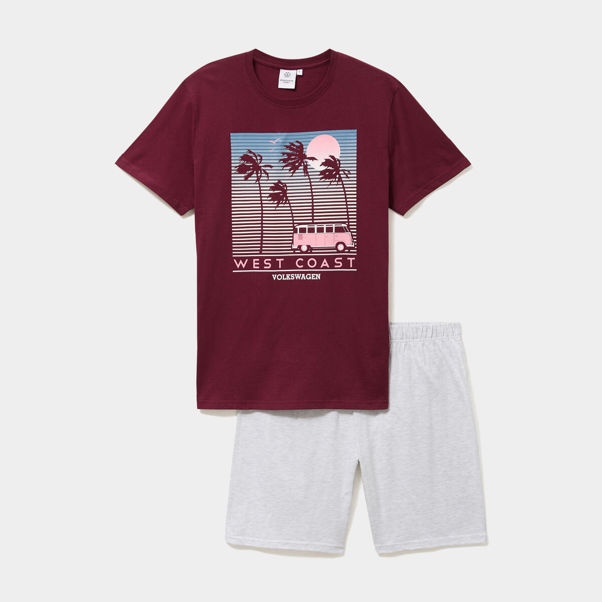 Ensemble pyjama short t-shirt Volkswagen bordeaux homme