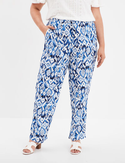 Pantalon fluide skinny ecru femme grande taille