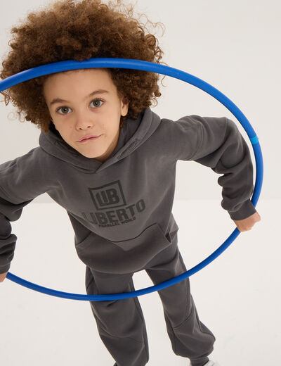 Ensemble de jogging sweat et pantalon gris fonc&eacute; gar&ccedil;on