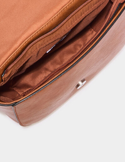 Sac bandoulière à rabat marron cognac femme