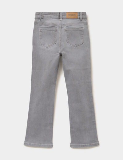Jean flare poches plaqu&eacute;es denim gris fille