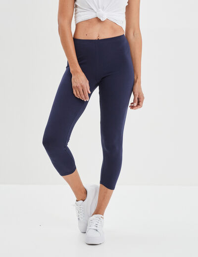 Legging 7/8ème taille élastiquée bleu marine femme