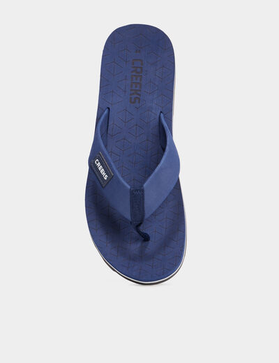 Tongs semelle crantée bleu marine homme