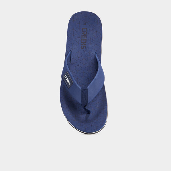Tongs semelle crantée bleu marine homme