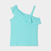 Débardeur asymétrique à volants bleu turquoise fille