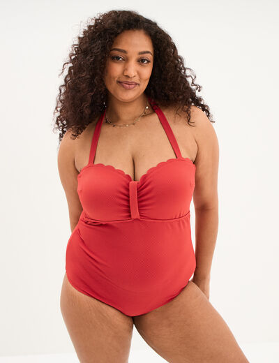 Maillot de bain une pi&egrave;ce dos nu rouge femme grande taille