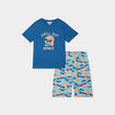 Ensemble pyjama short 2 pièces coton bleu foncé garçon