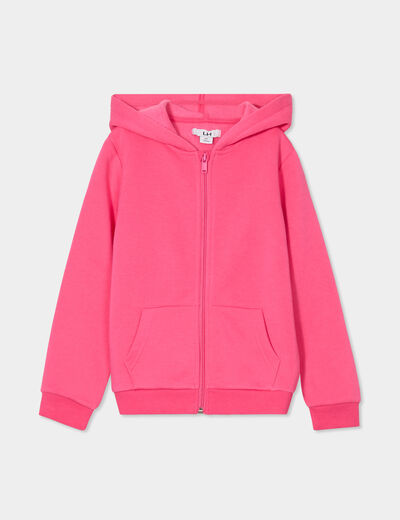 Sweat à capuche zippé rose fushia fille