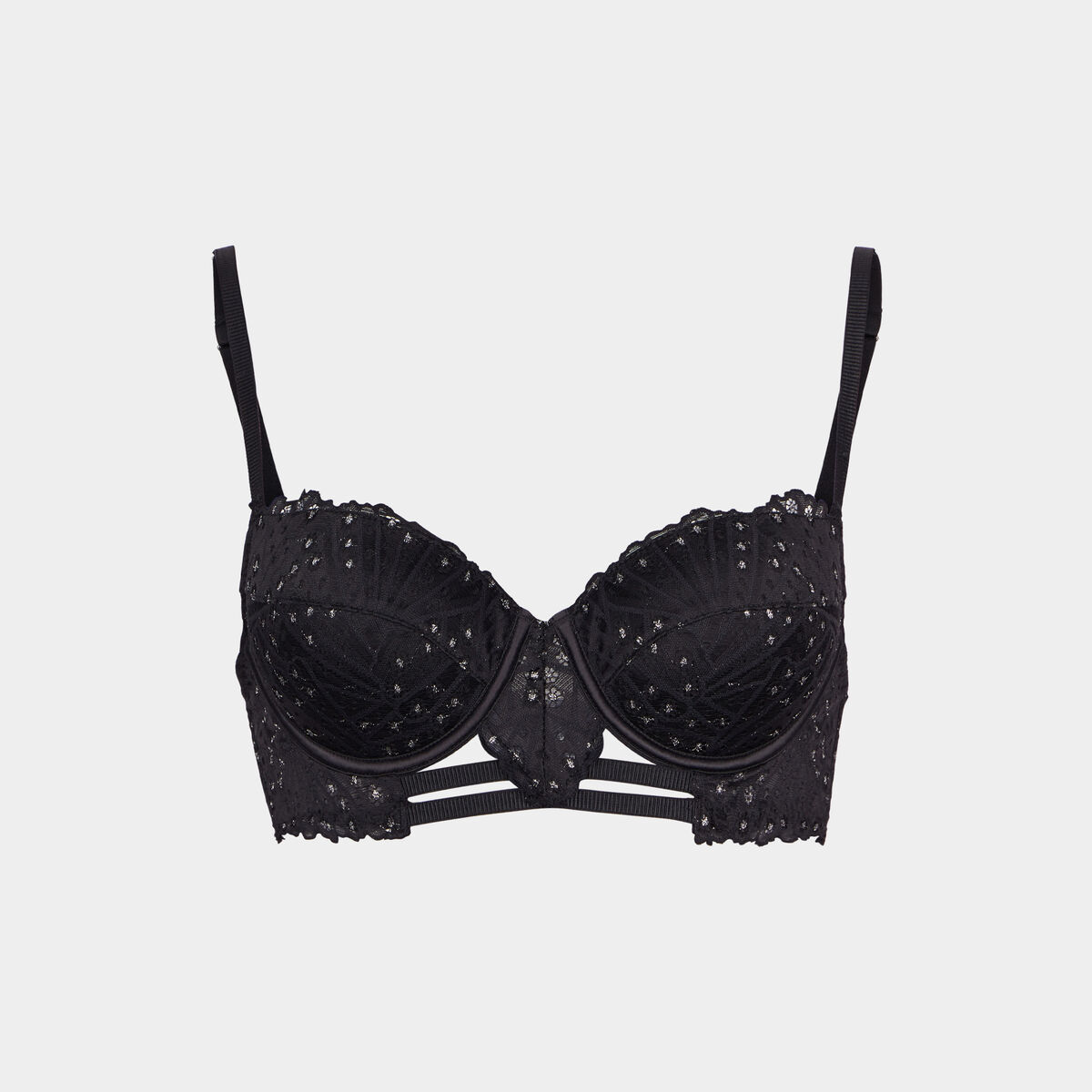 Soutien-gorge emboîtant fils métallisés noir femme