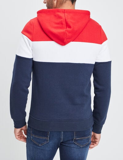 Sweat tricolor à capuche hoodie Creeks rouge homme