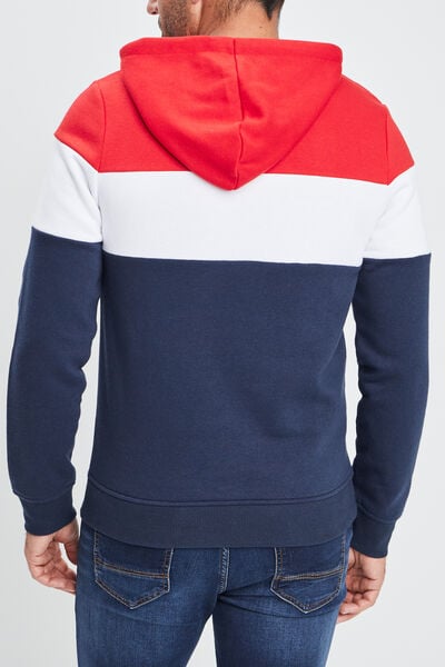 Sweat tricolor &agrave; capuche hoodie Creeks rouge homme