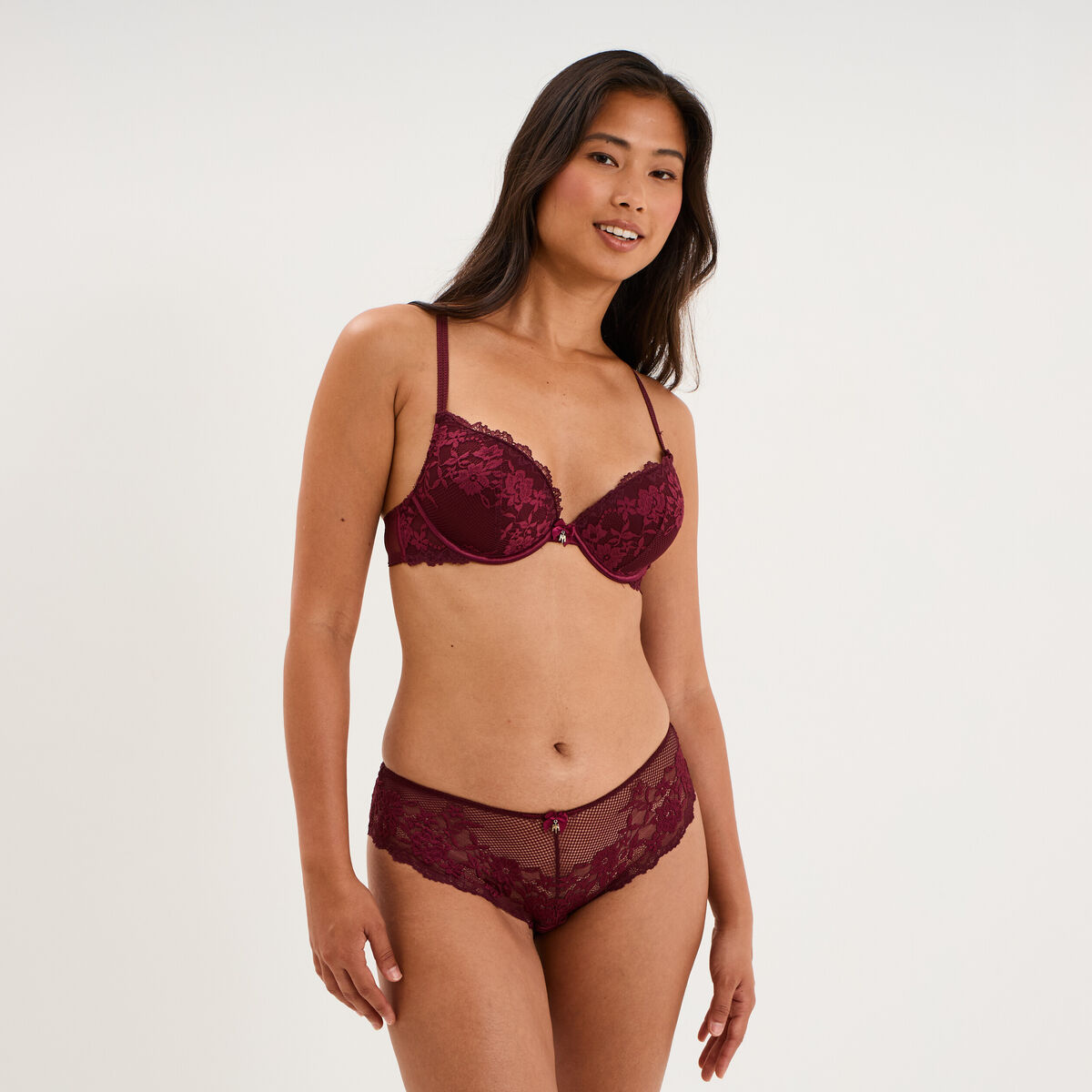 Soutien-gorge maxi push-up prune femme