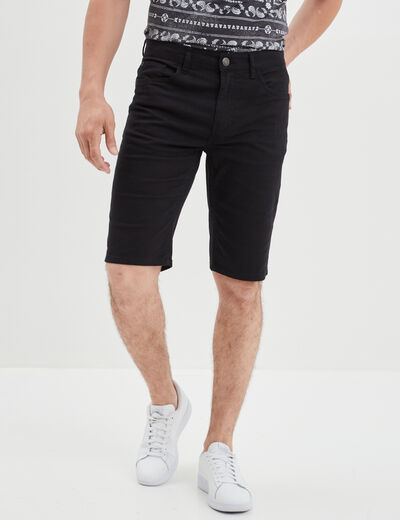 Bermuda droit stretch 5 poches coton noir homme