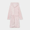 Peignoir long effet polaire &agrave; capuche vieux rose femme