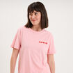 T-shirt col rond manches courtes coton rose femme