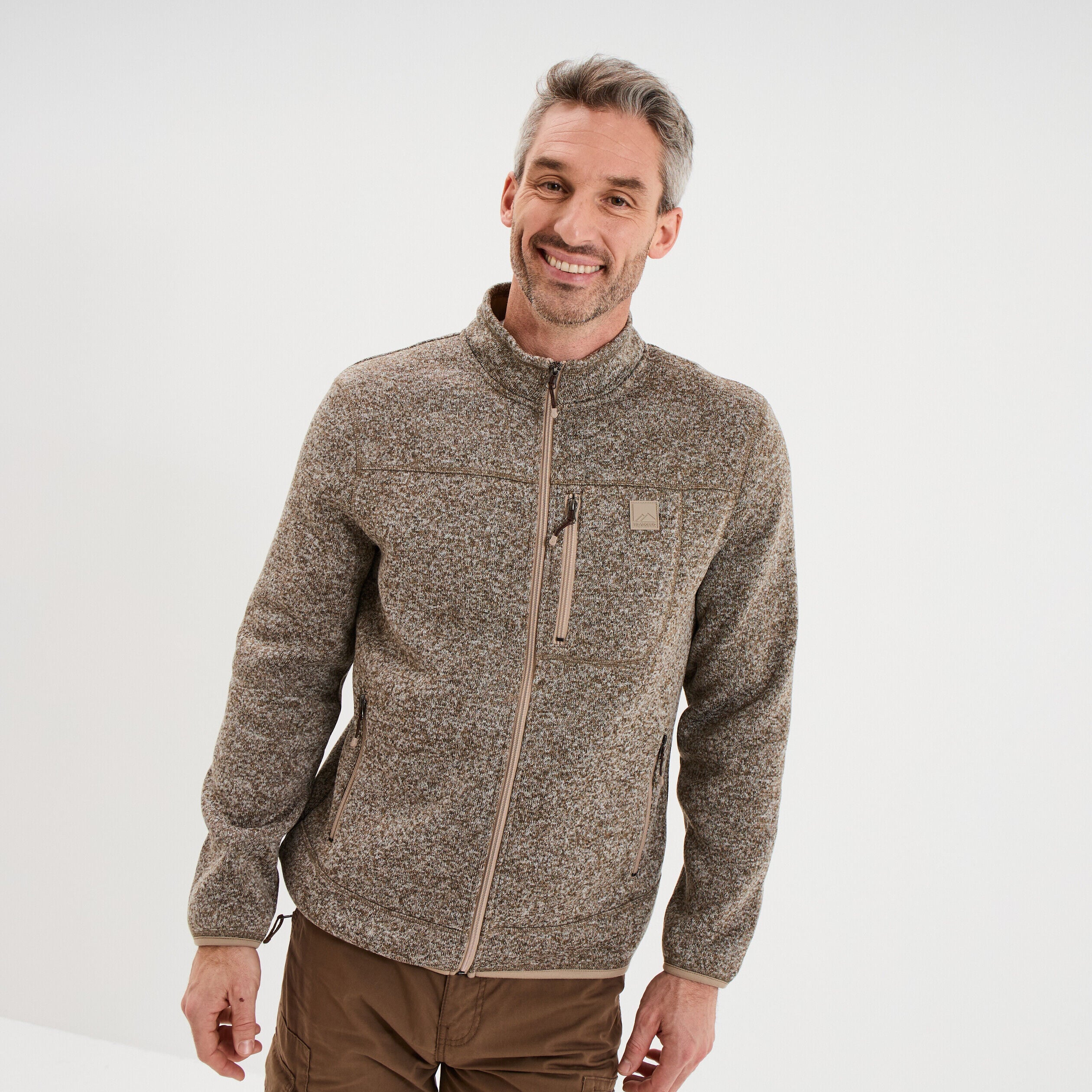 Gilet manches longues col montant marron homme TRAPPEUR