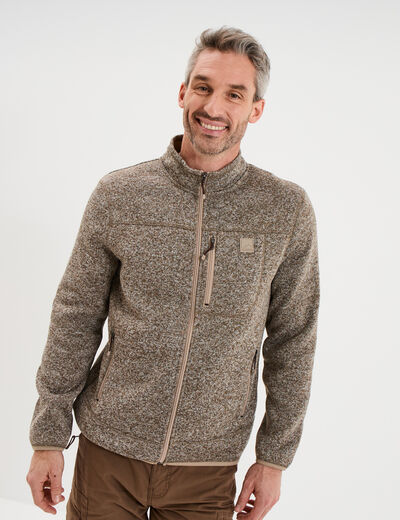 Gilet manches longues col montant marron homme