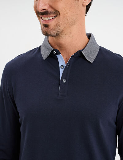 Polo manches longues coton majoritaire bleu marine homme