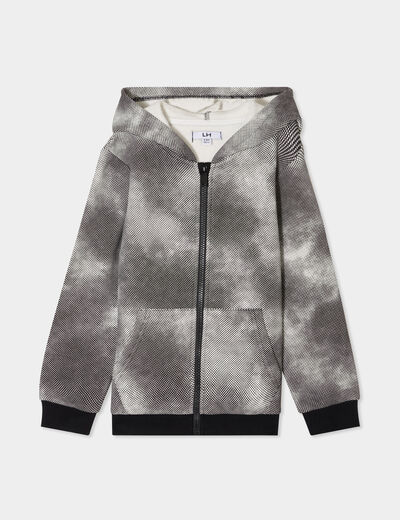 Sweat à capuche zippé noir garçon