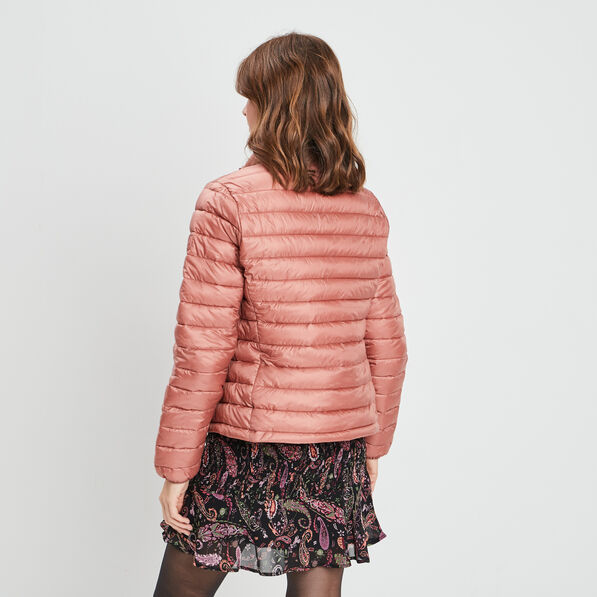Doudoune légère droite courte rose poudrée femme