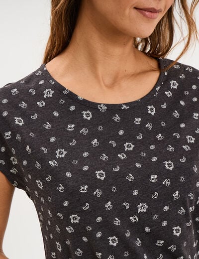 Chemise de nuit manches courtes gris anthracite femme